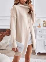 Turtleneck Split Hem Sweater