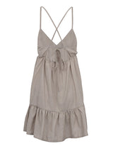 Linen V-Neck Tiered Mini Dress