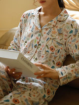 Rabbit Print Long Sleeve Pajama Set