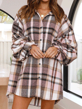 Loose Plaid Lantern Long Sleeve Shirt