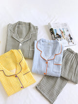 Cotton Plaid Couple Pajamas Set