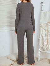 Solid Waffle Knit Lounge Set