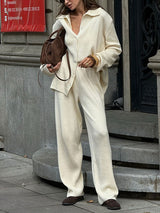 Knitted Solid Color Two Pieces Set