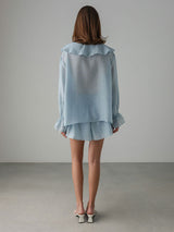 Ruffle Frill Long Sleeve Shirt & Shorts Set