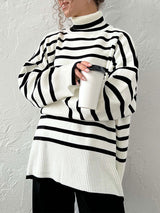 Striped Turtleneck Sweater