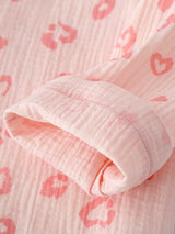 3Pcs Summer Pink Heart Print Pajamas Set