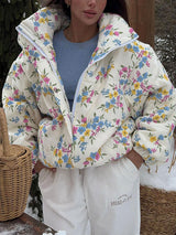 Zip-Up Printed Quilted Jacket