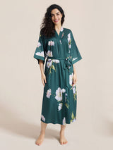 Kafiloe Floral Printed Long Kimono Robe
