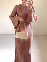 Pleated Flared Sleeve Maxi Dress