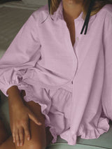 Striped Ruffle Two Piece Shorts Set