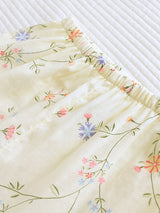 Flower Print Shirt Long Pants Pajmas Set