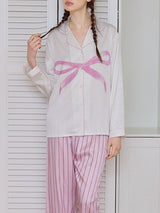 Sweer Bow Tie Print Long Sleeve Pajama Set