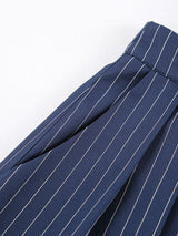 Navy Blue Striped Long Pants