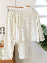 Small Purple Flowers Cotton Pajama Set