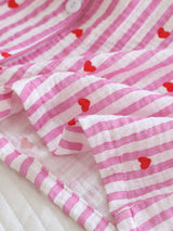 Stripe Heart Print Cotton Pajama Set