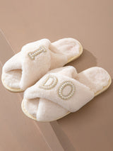 I Do Pearl Decor Furry Slipper