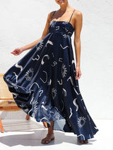 Printed Spaghetti Straps Maxi Dress