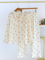 Bear Print Cotton Long Sleeve Pajama Set