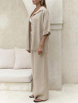 Button Down Shirt With Long Pants Set