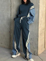 Contrast Stripe Two Piece Pants Set