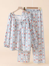 Floral Stripe Cotton Pajama Set