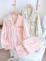 2Pcs Long Sleeve Zebra Print Cotton Pajama Set