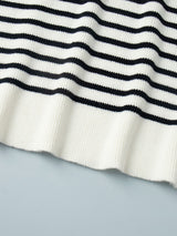 Lapel Striped Loose Pullover Knit Sweater