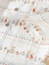 Lace Trim Long Sleeve Cotton Pajama Set