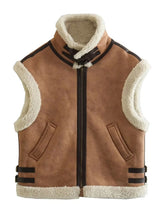 Zip Up Teddy Lined Vest Jacket