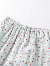 Strawberry Plaid Ruffle Sleeve Pajama Set