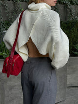 Turtleneck Back Slit Sweater