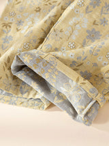 Vintage Floral Print Long Sleeve Cotton Pajama Set