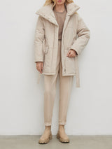 Stand Collar Tie Up Long Puffer Jacket