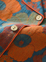 Poppy Flower Long Sleeve Cotton Pajama Set