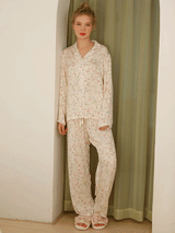 Cotton Willow Leaf Floral Print Pajama Set