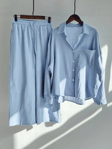 Plus Size Cotton Linen Shirt Long Pants Sets