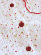 Small Red Floral Ruffled Collar Pajama Set