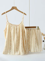 Spaghetti Strap Floral Pajama Shorts Set
