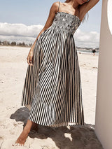 Sleeveless Pinstripe Long Maxi Dress