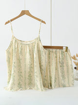 Spaghetti Strap Floral Pajama Shorts Set