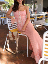 Ruched Crop Top &  Maxi Skirt Two Piece Set