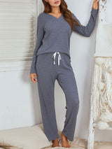 Solid Waffle Knit Lounge Set