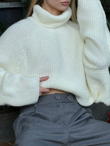 Turtleneck Back Slit Sweater