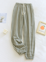 Cotton Classic Plaid Printed Drawstring Pants