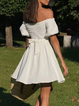 Bow Tie Off Shoulder Mini Dress