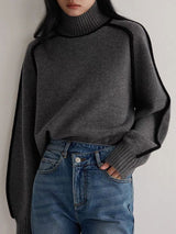 Contrast Funnel Neck Sweater