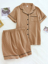 2Pcs Short Sleeve Polka Dots Pajamas