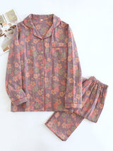 Retro Floral Cotton Pajama Set