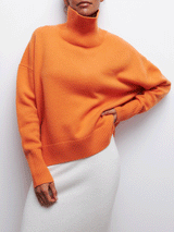 Mock Turtleneck Solid Color Loose Sweater