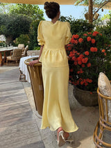 Lace-up Shirt and Maxi Skirt Two Piece Set